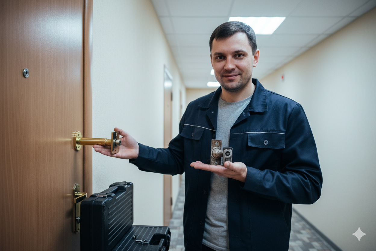 Мастер заменил замок на двери — замена замков в Москве